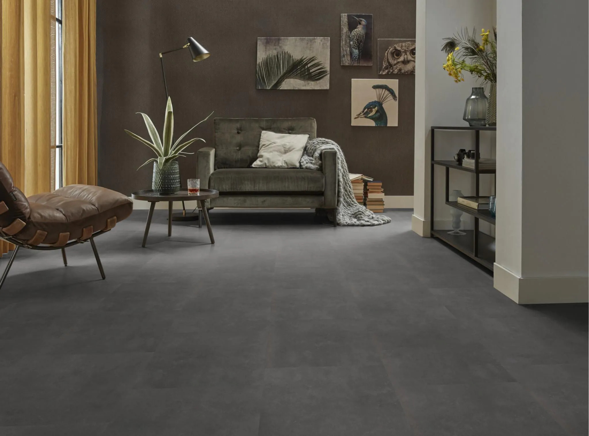 Interieur met Ambiant Ceramo XL Click Anthracite Klik PVC tegels